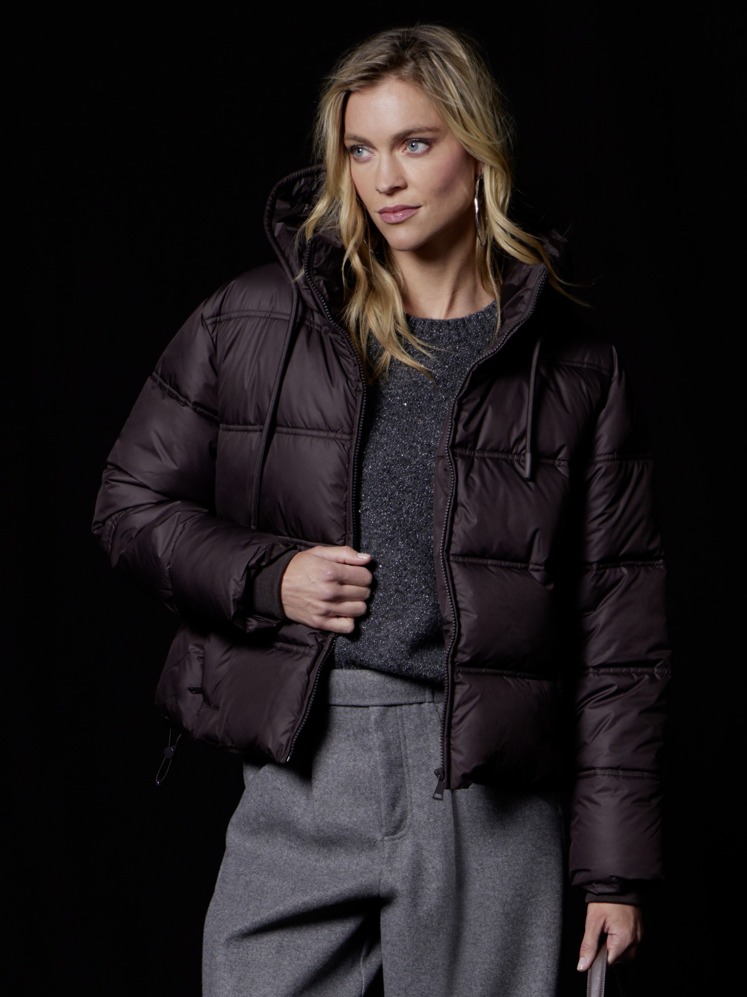 Dámska krátka zimná prešívaná bunda BROADWAY NYC FASHION CHOCOLATE Tmavohnedá s.WEAR 1